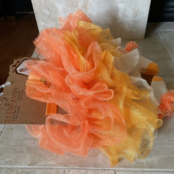 ELLY & EMMY 3 PIECE Baby Costume Pumpkin Fall TUTU SET SIZE 0 TO 12 MN NEW NWT - Picture 11 of 12